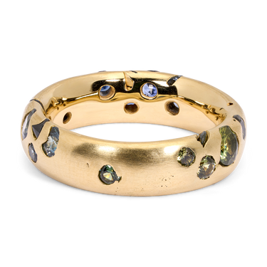 Wide Blue & Green Sprinkle Confetti Ring - Made to Order